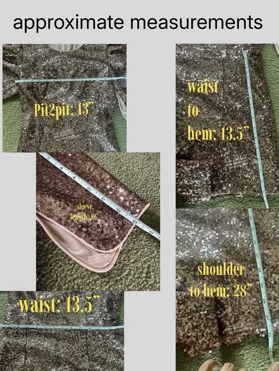 Summer Party Fairycore Sequin Puff Sleeve Playsuit Sz 2 Rose Metallic NWT - Picture 7 of 7